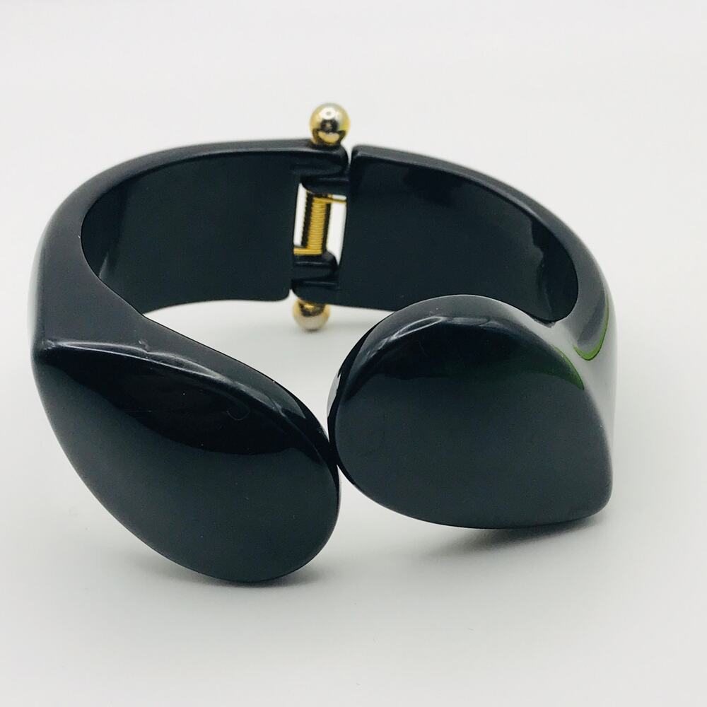 Angela Caputi Black Sculptural Resin Hinged Clamper Cuff Bracelet